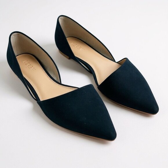 J. Crew Shoes - J Crew Womens Zoe D'Orsay Flats Sz 9 Black Suede Pointy Toe Minimalist Preppy
